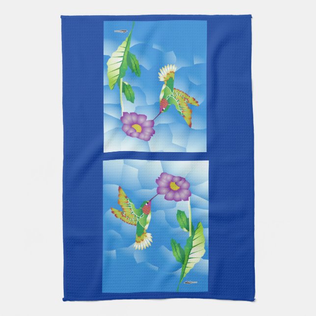 Hummingbird:  Stylised Tea Towel (Vertical)
