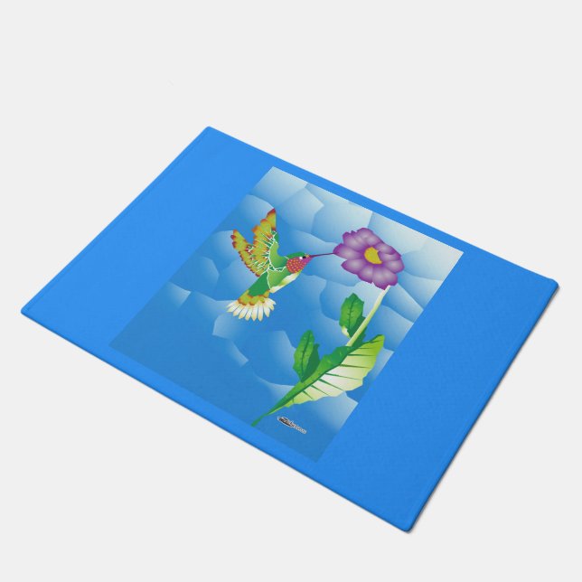 Hummingbird:  Stylized Doormat (Angled)