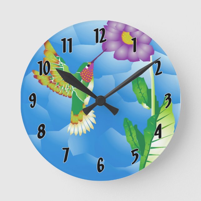 Hummingbird:  Stylized Round Clock (Front)
