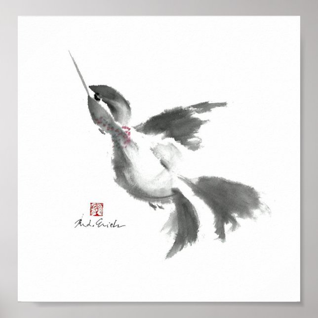 Hummingbird, Sumi-e Poster (Front)