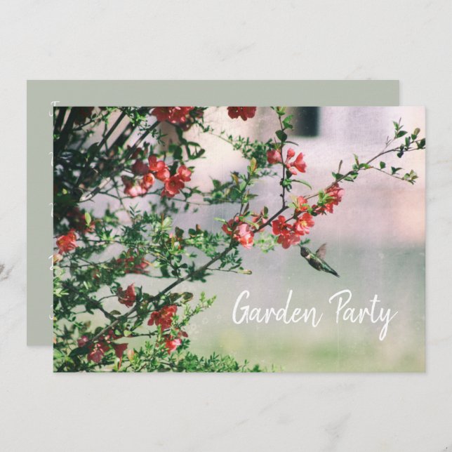 Hummingbird Summer Floral Garden Party Invitation (Front/Back)