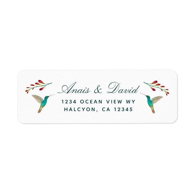 Hummingbird Summer Wedding  return address Label (Front)