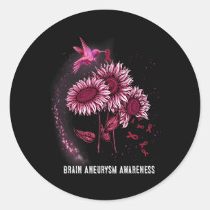 Hummingbird Sunflower Brain Aneurysm Awareness  Classic Round Sticker