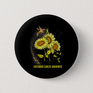 Hummingbird Sunflower Childhood Cancer Awareness  6 Cm Round Badge