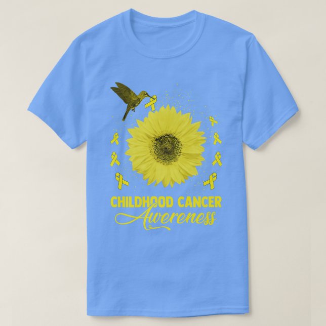 Hummingbird & Sunflower Childhood Cancer Awareness T-Shirt (Design Front)