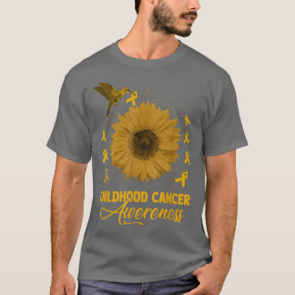 Hummingbird & Sunflower Childhood Cancer Awareness T-Shirt