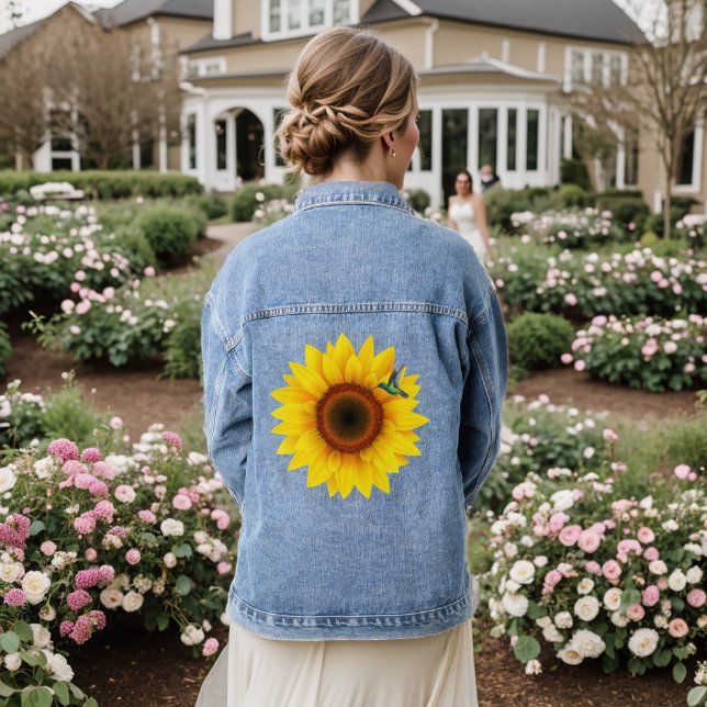Hummingbird & Sunflower Denim Jacket (Wedding Back)