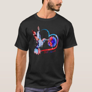 Hummingbird Sunflower Heart Blue & Red Ribbon Chd T-Shirt