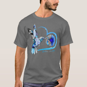 Hummingbird Sunflower Heart Blue Ribbon Diabetes A T-Shirt