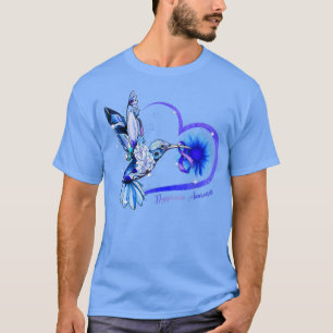 Hummingbird Sunflower Heart Blue Ribbon Dyspraia A T-Shirt