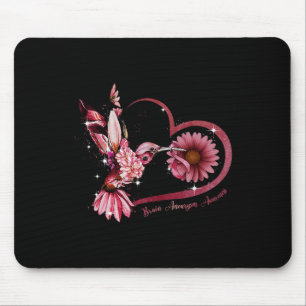 Hummingbird Sunflower Heart Burgundy Ribbon Brain  Mouse Pad
