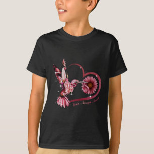 Hummingbird Sunflower Heart Burgundy Ribbon Brain T-Shirt