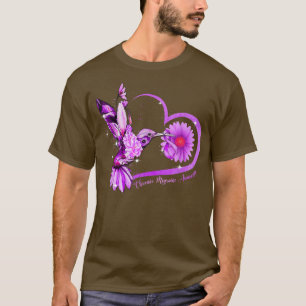 Hummingbird Sunflower Heart Purple Ribbon Chronic T-Shirt