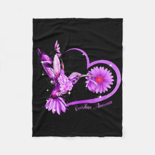Hummingbird Sunflower Heart Purple Ribbon Overdose Fleece Blanket