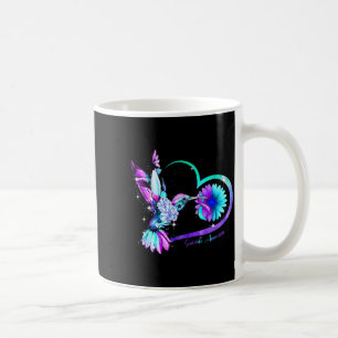 Hummingbird Sunflower Heart Purple Ribbon Suicide  Coffee Mug