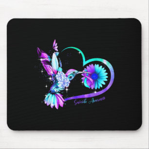 Hummingbird Sunflower Heart Purple Ribbon Suicide  Mouse Pad