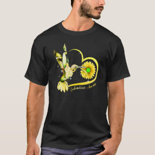 Hummingbird Sunflower Heart Yellow Ribbon Endometr T-Shirt