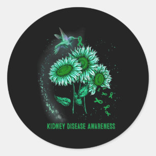 Hummingbird Sunflower Kidney Disease Awareness Classic Round Sticker
