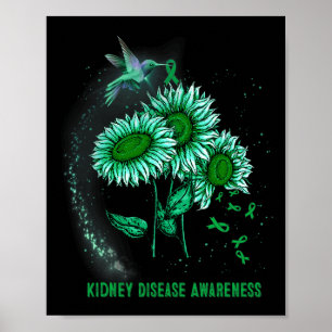 Hummingbird Sunflower Kidney Disease Awareness Poster