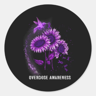 Hummingbird Sunflower Overdose Awareness  Classic Round Sticker