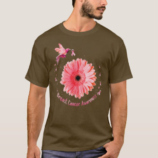 Hummingbird Sunflower Pink Ribbon Breast Cancer Aw T-Shirt
