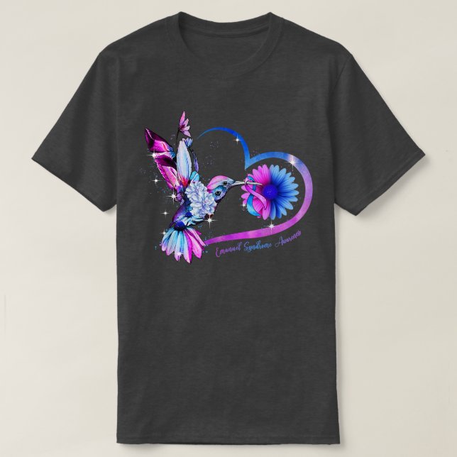 Hummingbird Sunflower Purple Blue Ribbon Emanuel S T-Shirt (Design Front)