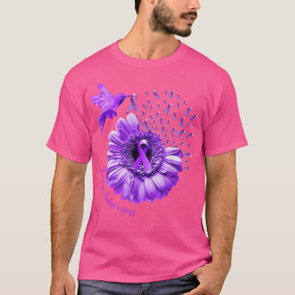 Hummingbird Sunflower Purple Lupus Awareness  T-Shirt