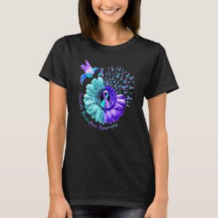 Hummingbird Sunflower Purple & Teal Suicide Awaren T-Shirt