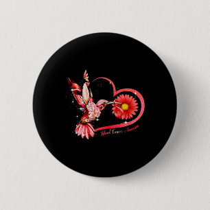 Hummingbird Sunflower Red Ribbon Blood Cancer Awar 6 Cm Round Badge