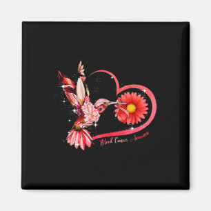 Hummingbird Sunflower Red Ribbon Blood Cancer Awar Magnet