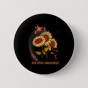 Hummingbird Sunflower Rsd Crps Awareness 6 Cm Round Badge