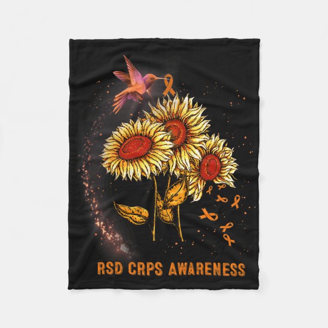 Hummingbird Sunflower Rsd Crps Awareness  Fleece Blanket (Front)
