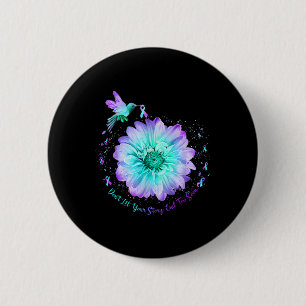 Hummingbird Sunflower Suicide Prevention Awareness 6 Cm Round Badge
