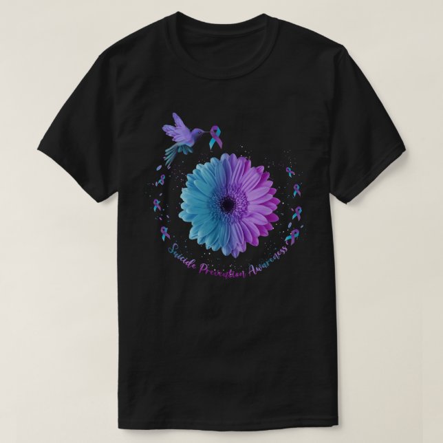 Hummingbird Sunflower Suicide Prevention Awareness T-Shirt (Design Front)