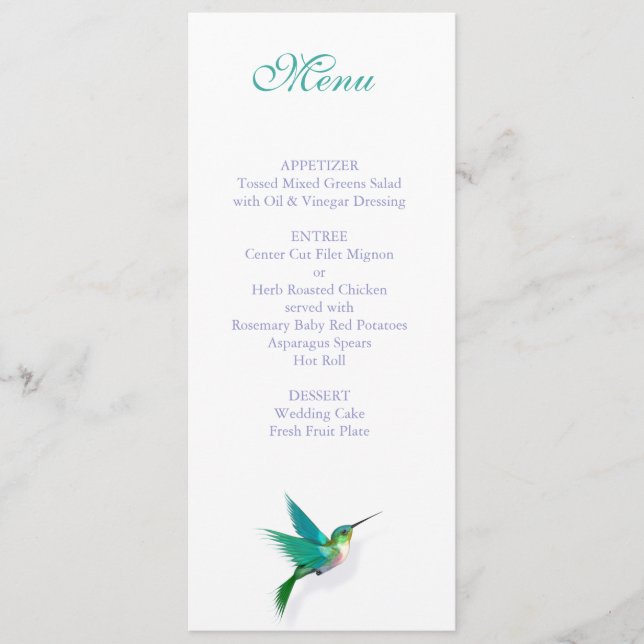 Hummingbird Swirl Menu (Front)