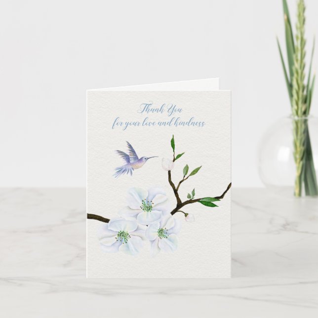 Hummingbird Sympathy Thank You Note card (Front)