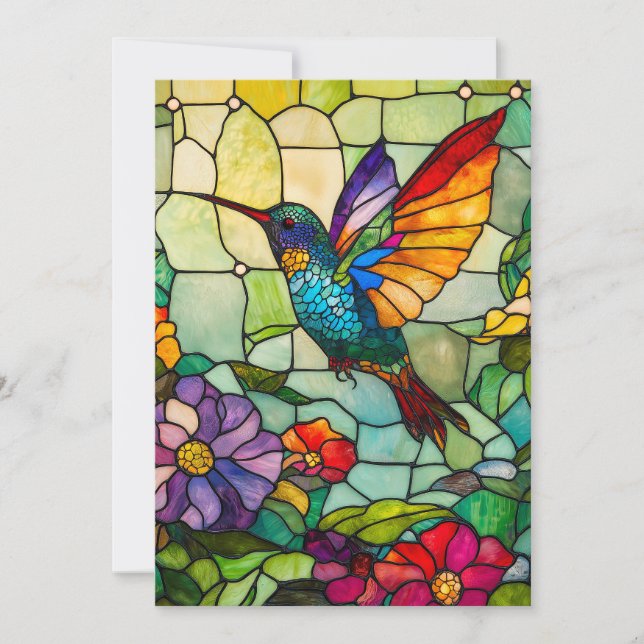 Hummingbird Tiffany-Style Window Holiday Card (Front)