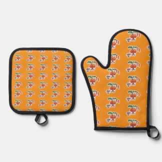 Hummingbird & Tiger Lily Oven Mitt & Pot Holder Set