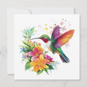 Hummingbird Tropical Flowers Card