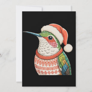Hummingbird Ugly Sweater Santa Hat Christmas Xmas Holiday Card