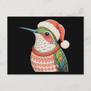 Hummingbird Ugly Sweater Santa Hat Christmas Xmas Holiday Postcard