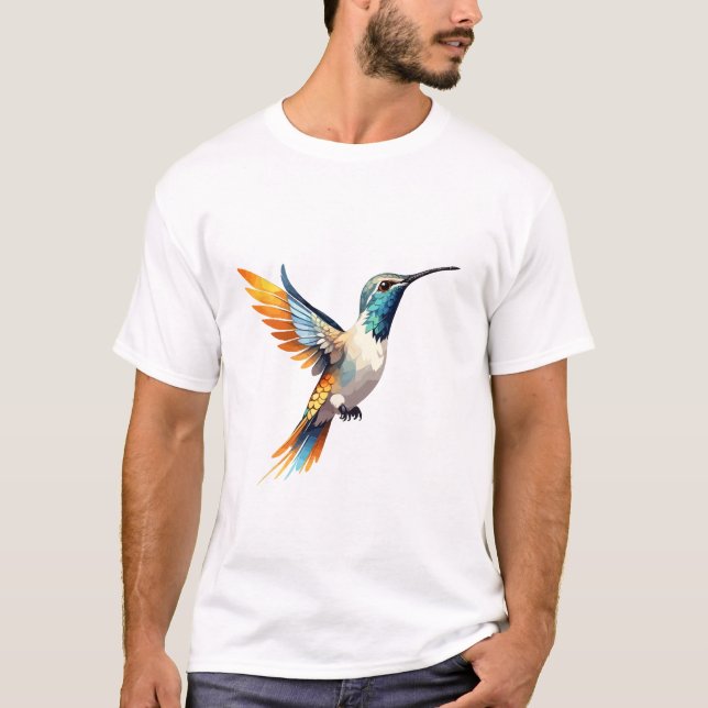 Hummingbird Vector Art with Vibrant Colours T-Shirt (Front)