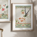Hummingbird Vintage Chinoiserie Floral Decoupage Tissue Paper<br><div class="desc">Elegant composition that was graphically designed using antique Chinoiserie and botanical elements.  A hummingbird,  Passion flower and orchid illustration is paired with a Chinese traditional border in orange,  peach,  sapphire blue,  mint green and ivory white.  Created by internationally licensed artist and designer,  Audrey Jeanne Roberts,  copyright.</div>