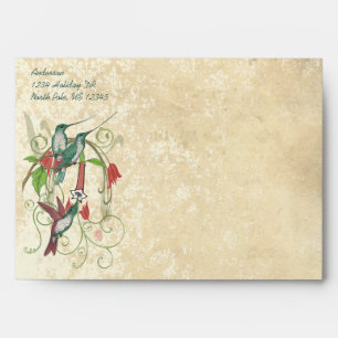 Hummingbird Vintage Distressed Damask Envelope