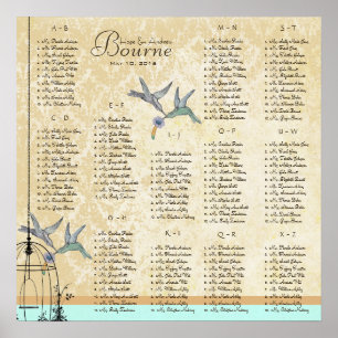Hummingbird Vintage Love Birds Seating Charts