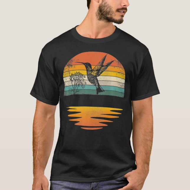 Hummingbird Vintage Retro Sunset Hummingbirds T-Shirt (Front)
