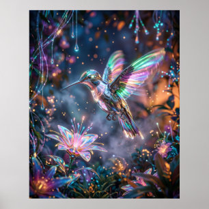 Hummingbird Voltage Garden Poster