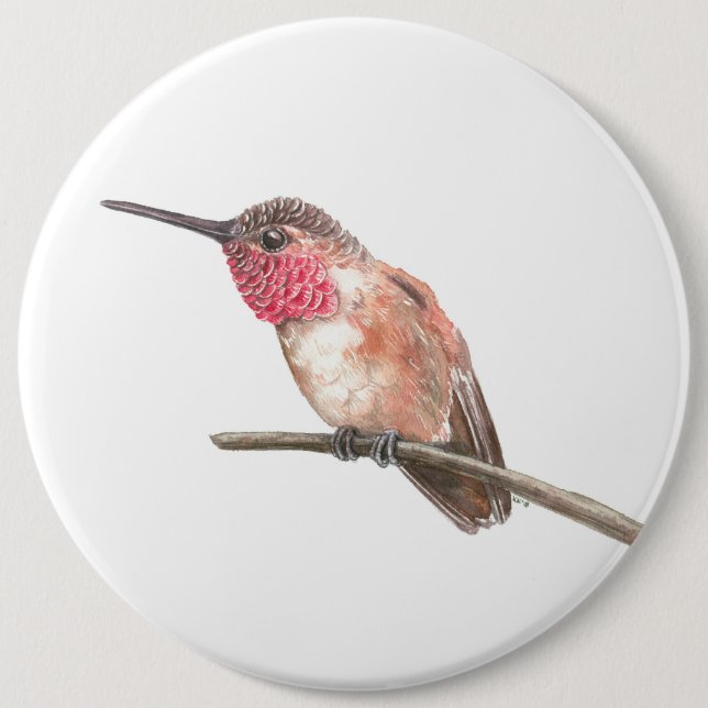 Hummingbird watercolor 6 cm round badge (Front)