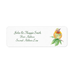 Hummingbird Watercolor Bird Nature Address Label