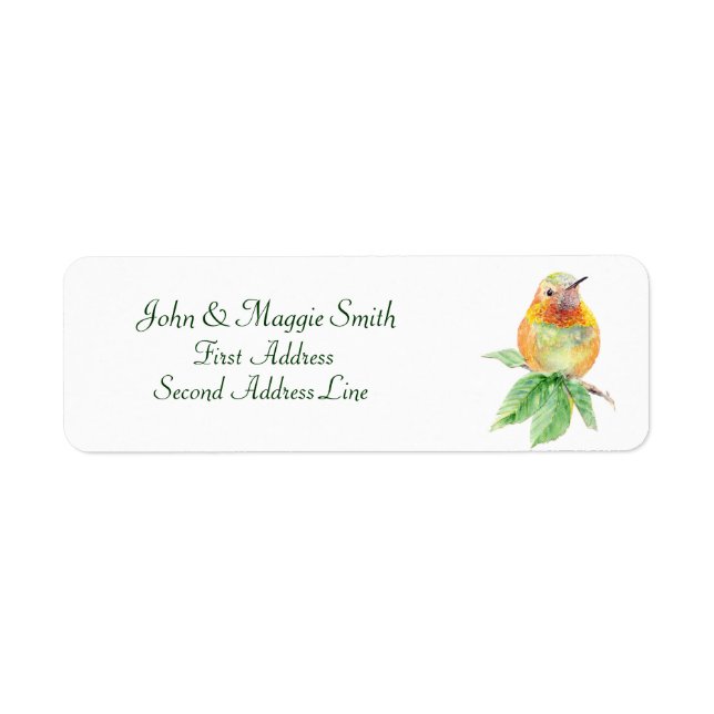 Hummingbird Watercolor Bird Nature Address Label (Front)